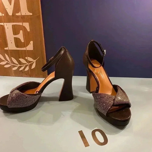 Jessica Simpson size 10 sparkling rhinestone platform sandals BRAND NEW 4.1/4” - Picture 3 of 4